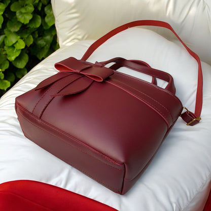 BUTTERFLY Bold Maroon Leather Bag H(748/U)