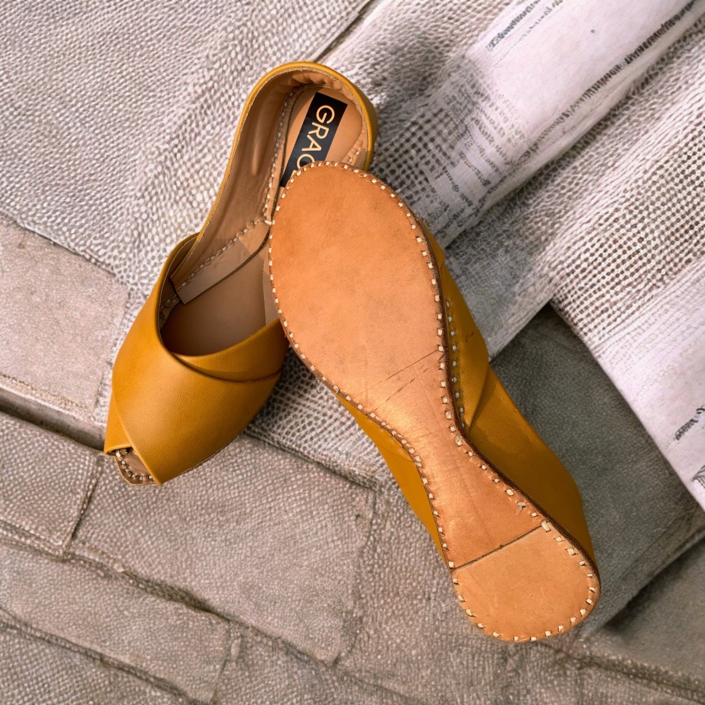 Kheri Pumps Flat Solid Yellow U/642